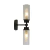 Aplique de pared Imperial, negro, 2 luces, acero, cristal, IP44