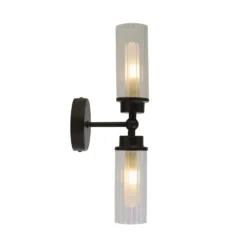 Aplique de pared Imperial, negro, 2 luces, acero, cristal, IP44