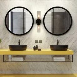 Aplique de pared Imperial, negro, 2 luces, acero, cristal, IP44
