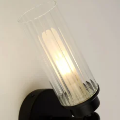 Aplique de pared Imperial, negro, 2 luces, acero, cristal, IP44
