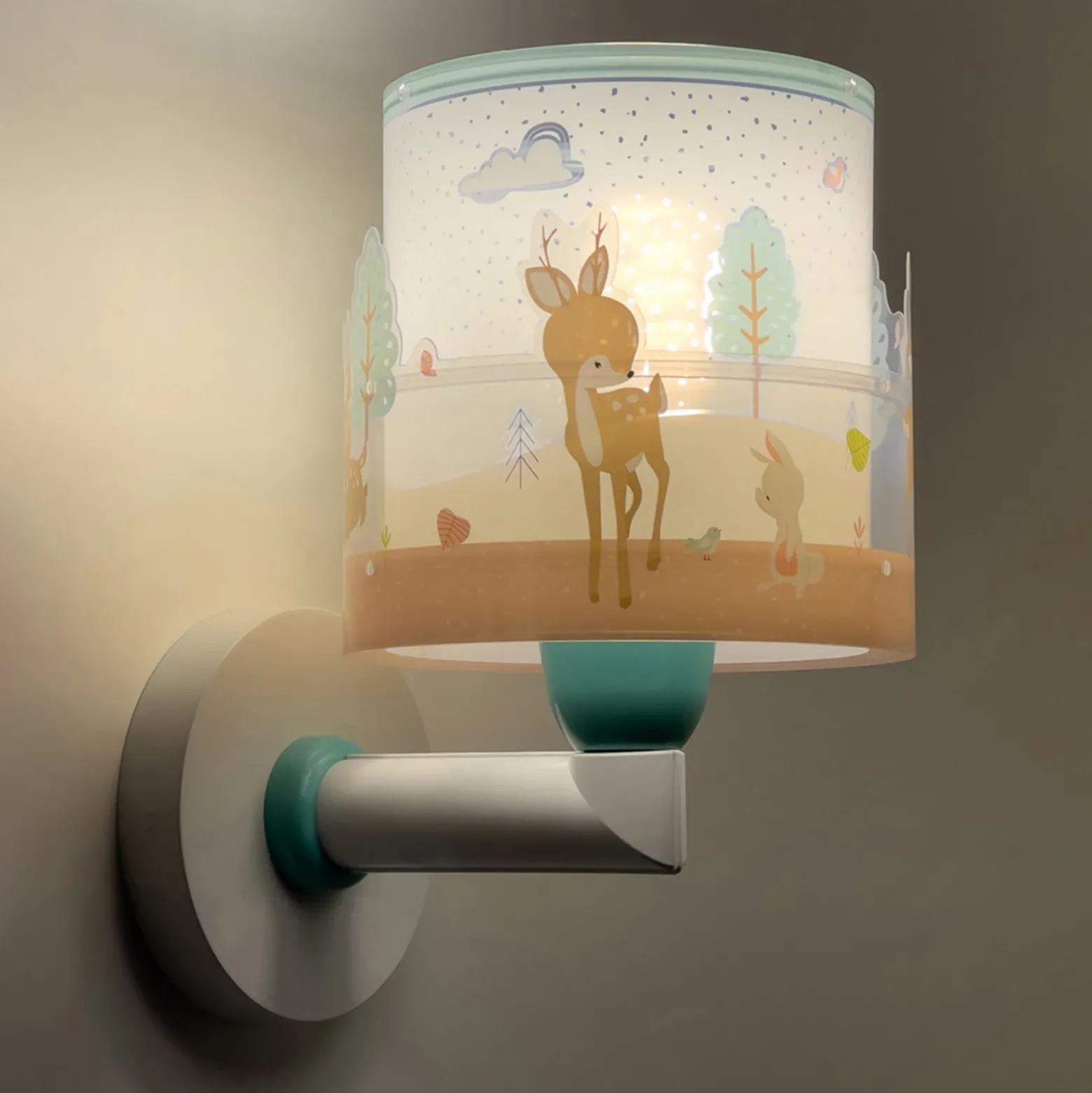 Aplique de pared infantil Dalber Loving Deer, motivo ciervo, enchufe