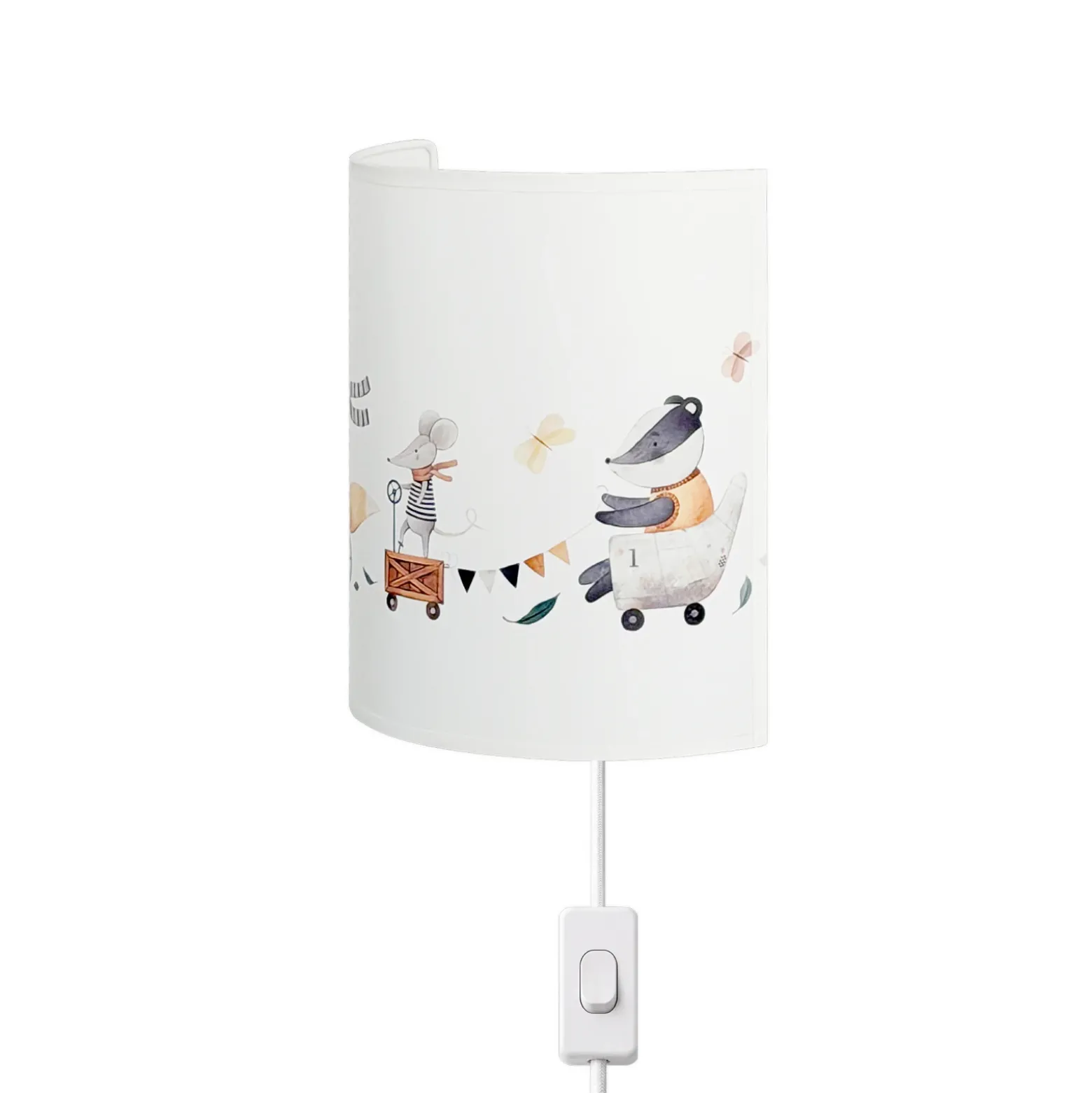 Aplique de pared infantil Kids Print, blanco/de colores, 24 cm, con enchufe, de
