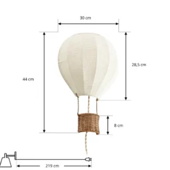 Aplique de pared infantil Lindby Aeris, beige, 44 cm, tejido, E27