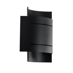 Aplique de pared Isotta, negro, 21 cm de ancho, semicircular