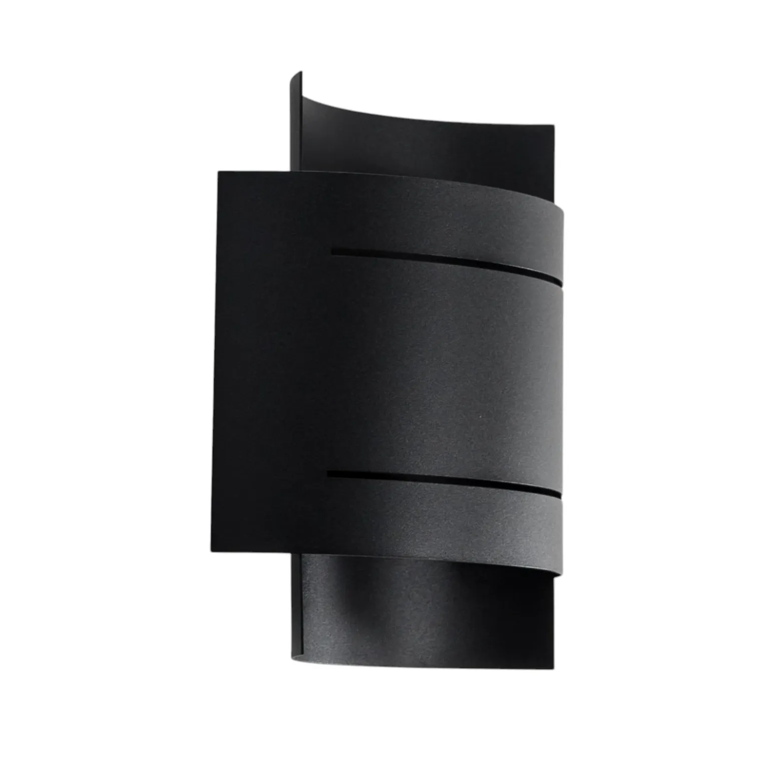 Aplique de pared Isotta, negro, 21 cm de ancho, semicircular