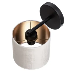 Aplique de pared Jari con pantalla de tela, blanco-dorado