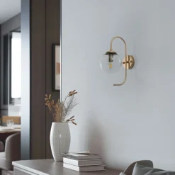 Aplique de pared Jewel, dorado, cristal, altura 36 cm, E14
