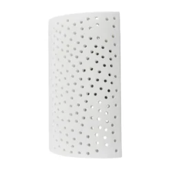 Aplique de pared Jiru de Lindby, altura 23 cm, blanco, semicircular, yeso