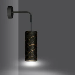 Aplique de pared Joni, textil, 1 luz negro marmolado