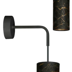 Aplique de pared Joni, textil, 1 luz negro marmolado