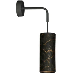 Aplique de pared Joni, textil, 1 luz negro marmolado