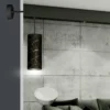 Aplique de pared Joni, textil, 1 luz negro marmolado