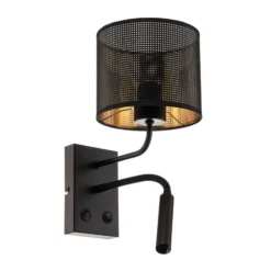 Aplique de pared Jovin de 1 luz con foco negro/dorado