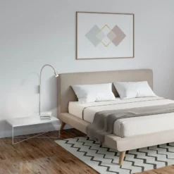 Aplique de pared Justi, color níquel, altura 52 cm, metal