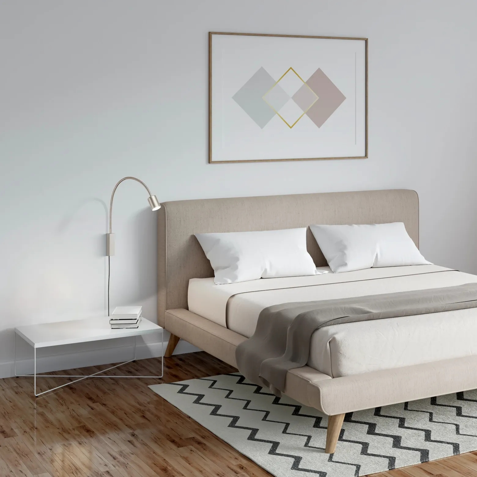 Aplique de pared Justi, color níquel, altura 52 cm, metal