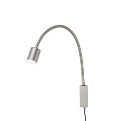 Aplique de pared Justi, color níquel, altura 52 cm, metal