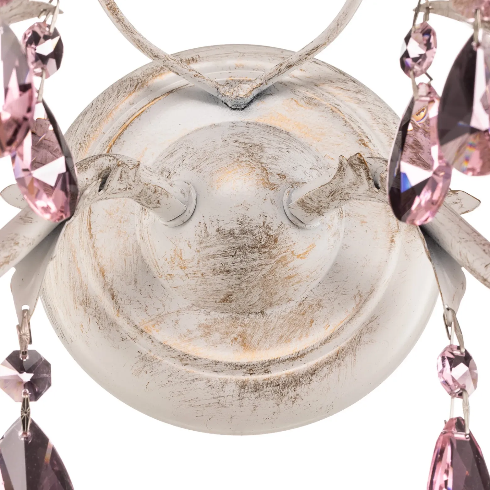 Aplique de pared Kate 2 luces, blanco, cristales rosas