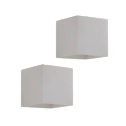 Aplique de pared Kay de Lindby, blanco, yeso, juego de 2 unidades