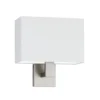 Aplique de pared Kea, color níquel/blanco, 28 cm de ancho, metal/tela