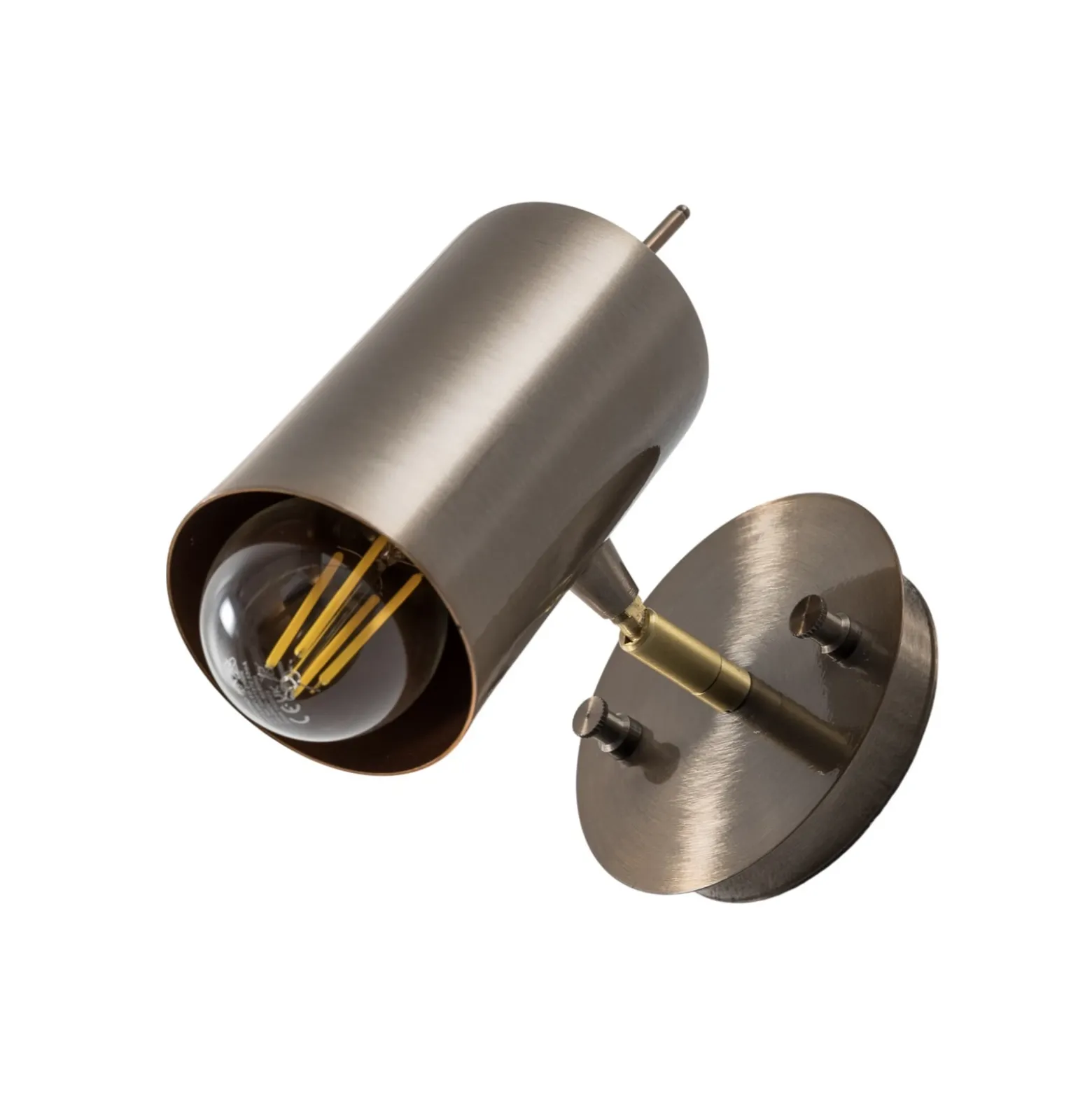 Aplique de pared Kem, latón, metal, altura 23 cm, E27