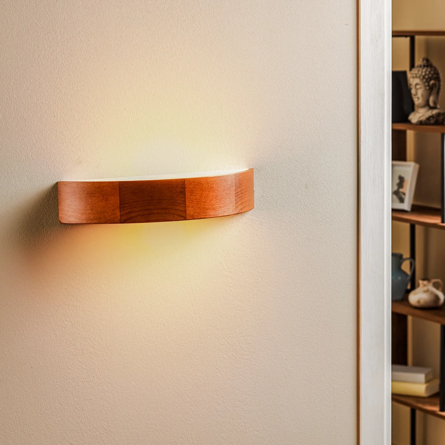Aplique de pared Kerio, ancho 40,5 cm, pino rústico