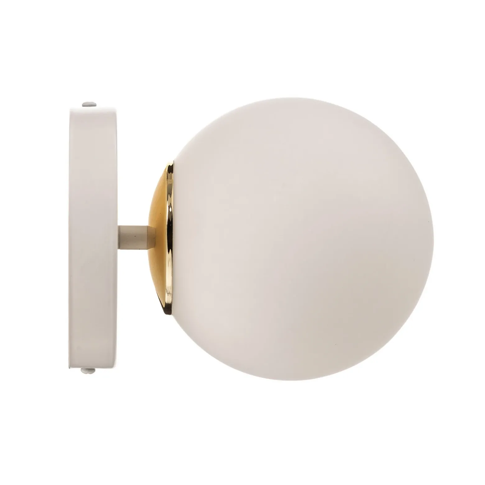 Aplique de pared Kiba blanco/dorado con pantalla esférica de cristal