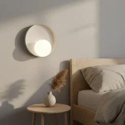 Aplique de pared Kido K1, beige, acero/vidrio, Ø 20 cm