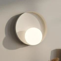 Aplique de pared Kido K1, beige, acero/vidrio, Ø 20 cm