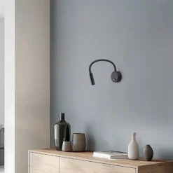 Aplique de pared Lagos, 45 cm, negro, lámpara de lectura, regulable, G9