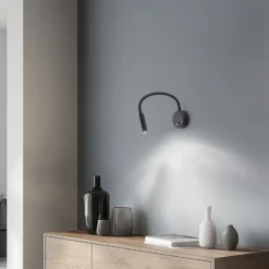 Aplique de pared Lagos, 45 cm, negro, lámpara de lectura, regulable, G9