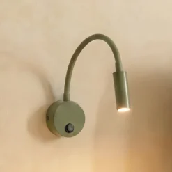 Aplique de pared Lagos, verde oliva/negro, G9, altura 45 cm, metal
