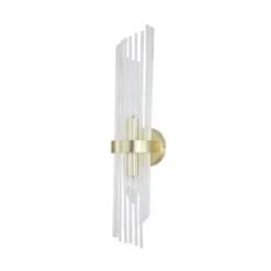 Aplique de pared Lara, altura 56 cm, dorada/transparente, vidrio/metal