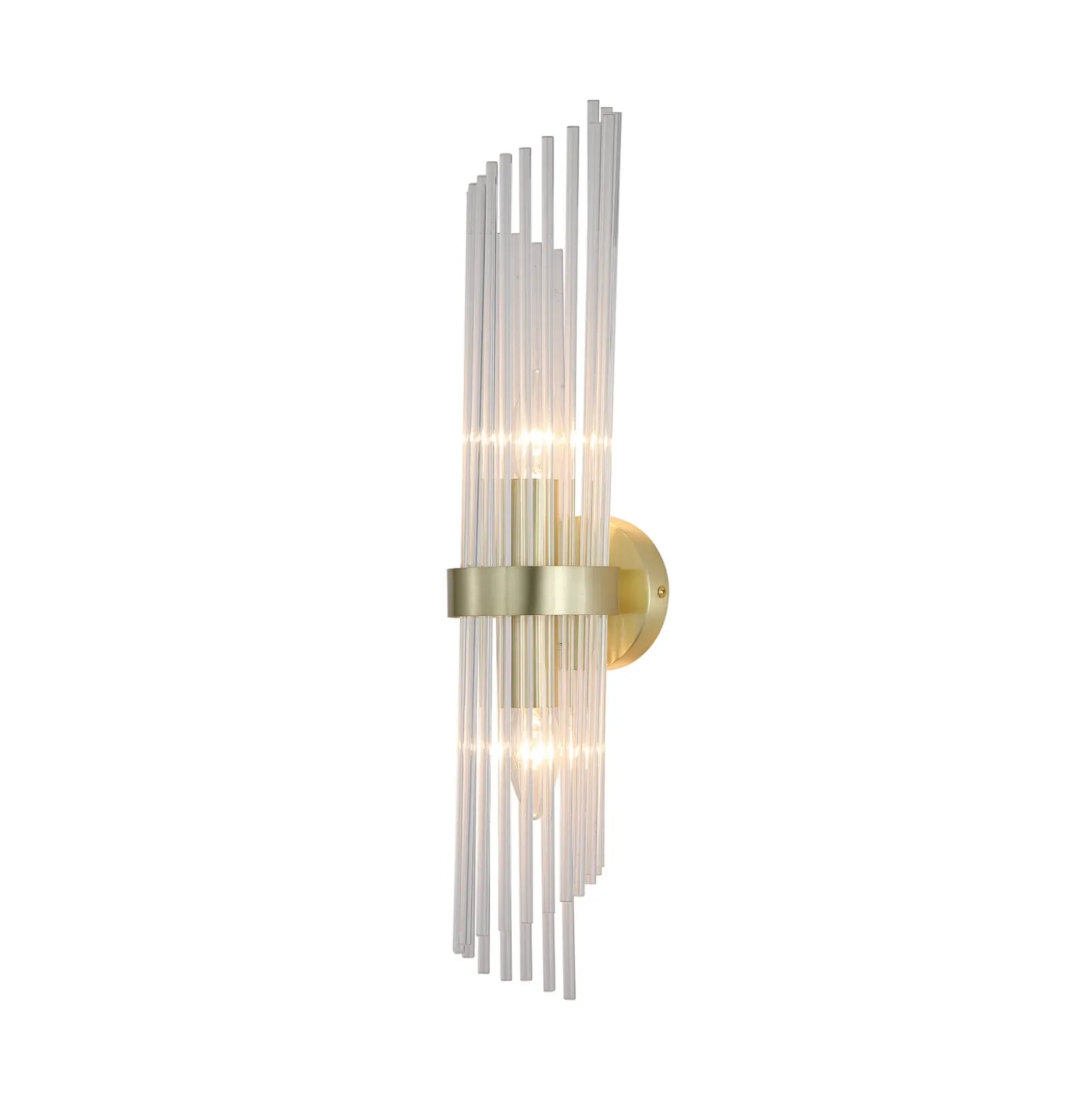 Aplique de pared Lara, altura 56 cm, dorada/transparente, vidrio/metal