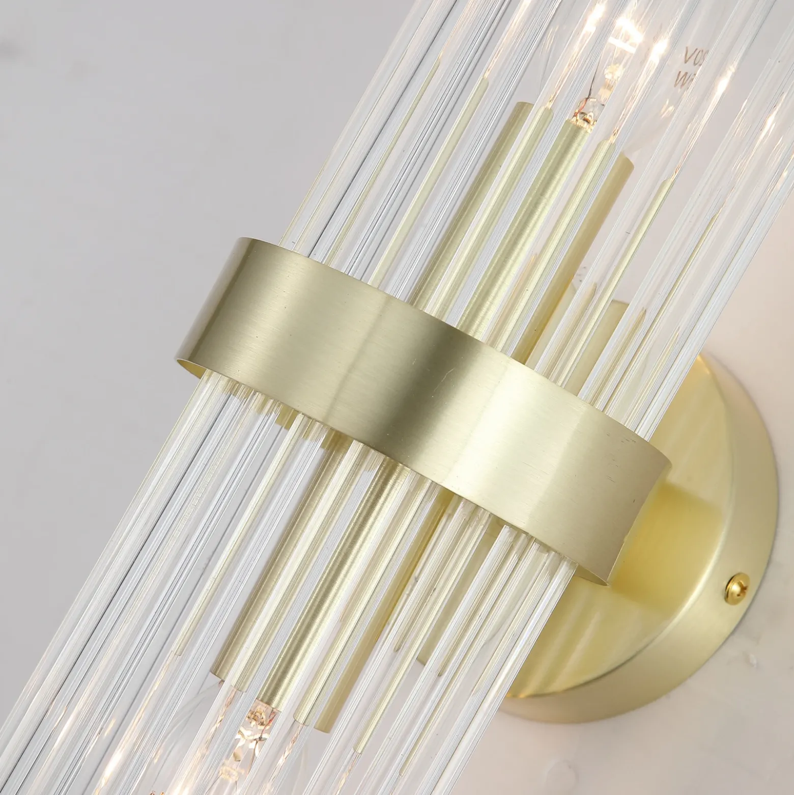 Aplique de pared Lara, altura 56 cm, dorada/transparente, vidrio/metal