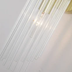 Aplique de pared Lara, altura 56 cm, dorada/transparente, vidrio/metal