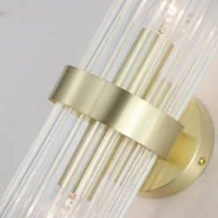 Aplique de pared Lara, altura 56 cm, dorada/transparente, vidrio/metal