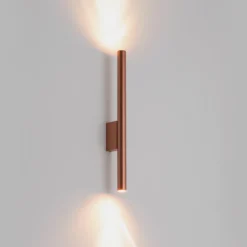 Aplique de pared Laser, color cobre, metal, 40 cm de alto, G9