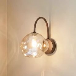 Aplique de pared Lava, marrón, cristal, altura 21 cm, G9