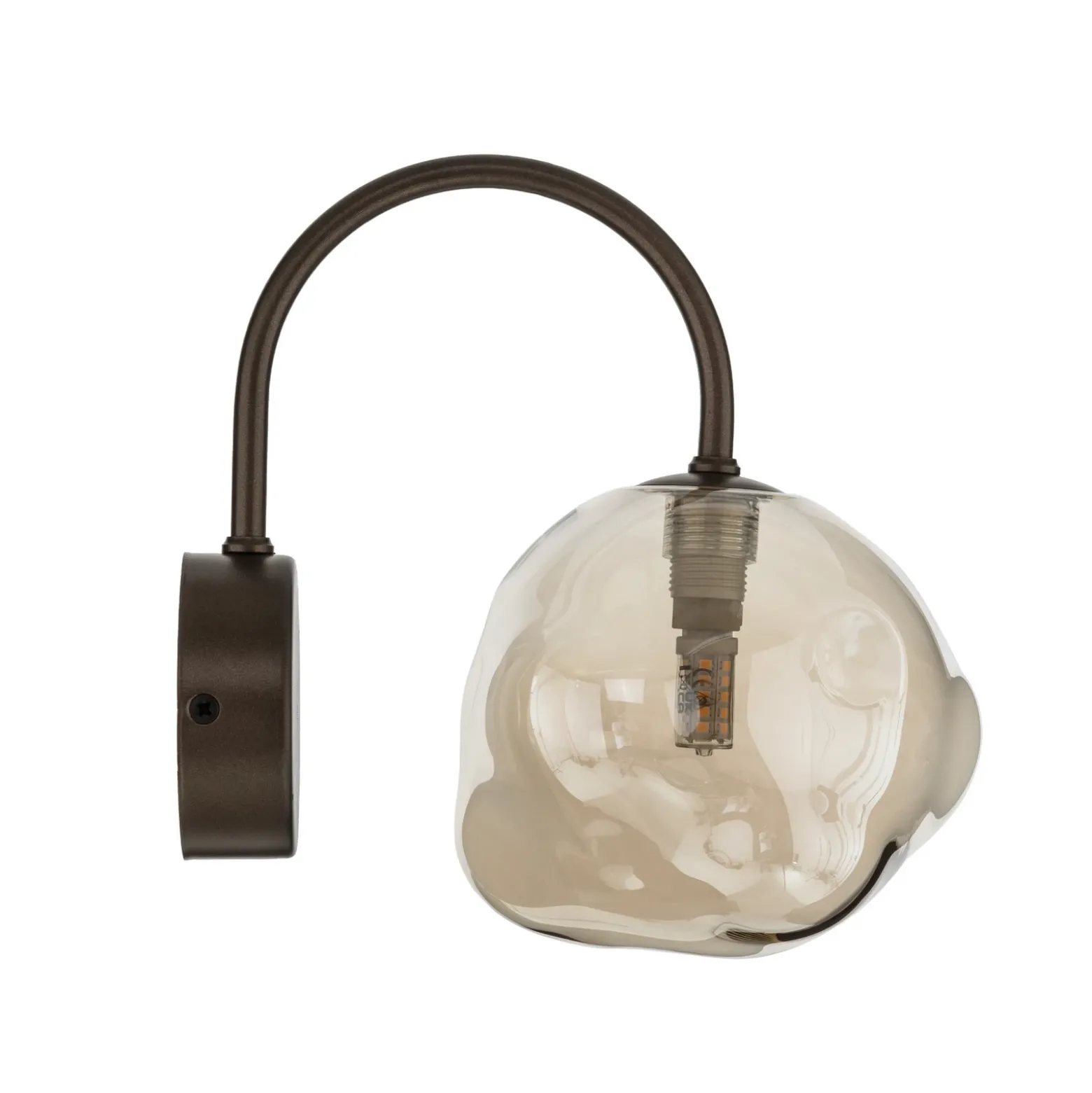 Aplique de pared Lava, marrón, cristal, altura 21 cm, G9