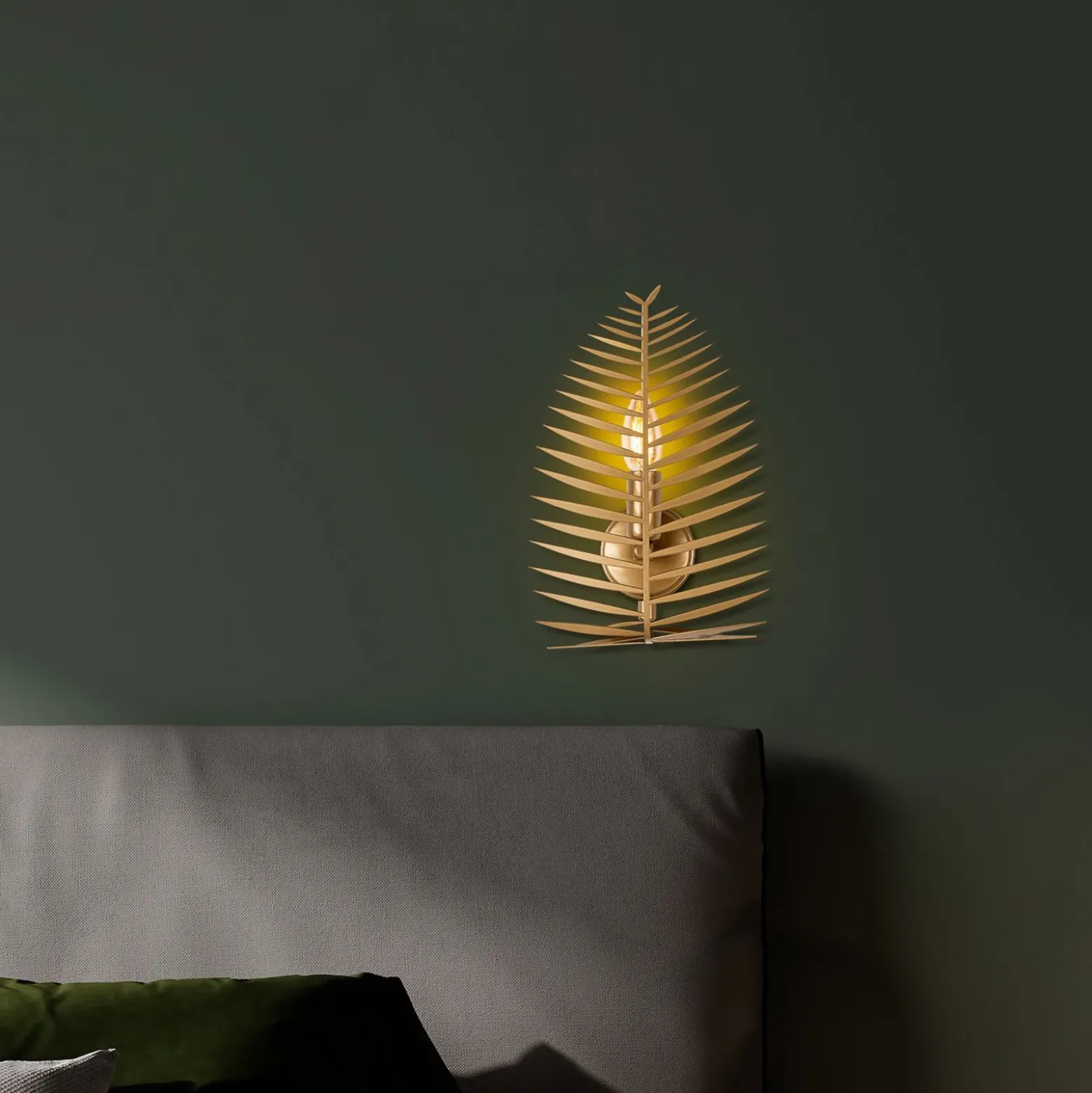 Aplique de pared LEAF, color dorado, altura 30 cm, metal, E14