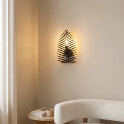 Aplique de pared LEAF, negro, altura 30 cm, metal, E14