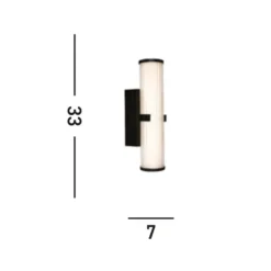 Aplique de pared LED, acero blanco/negro, cristal, IP44