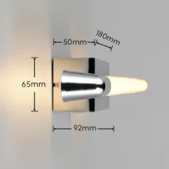 Aplique de pared LED Alberto, cromado, 71 cm de ancho, metal, IP44