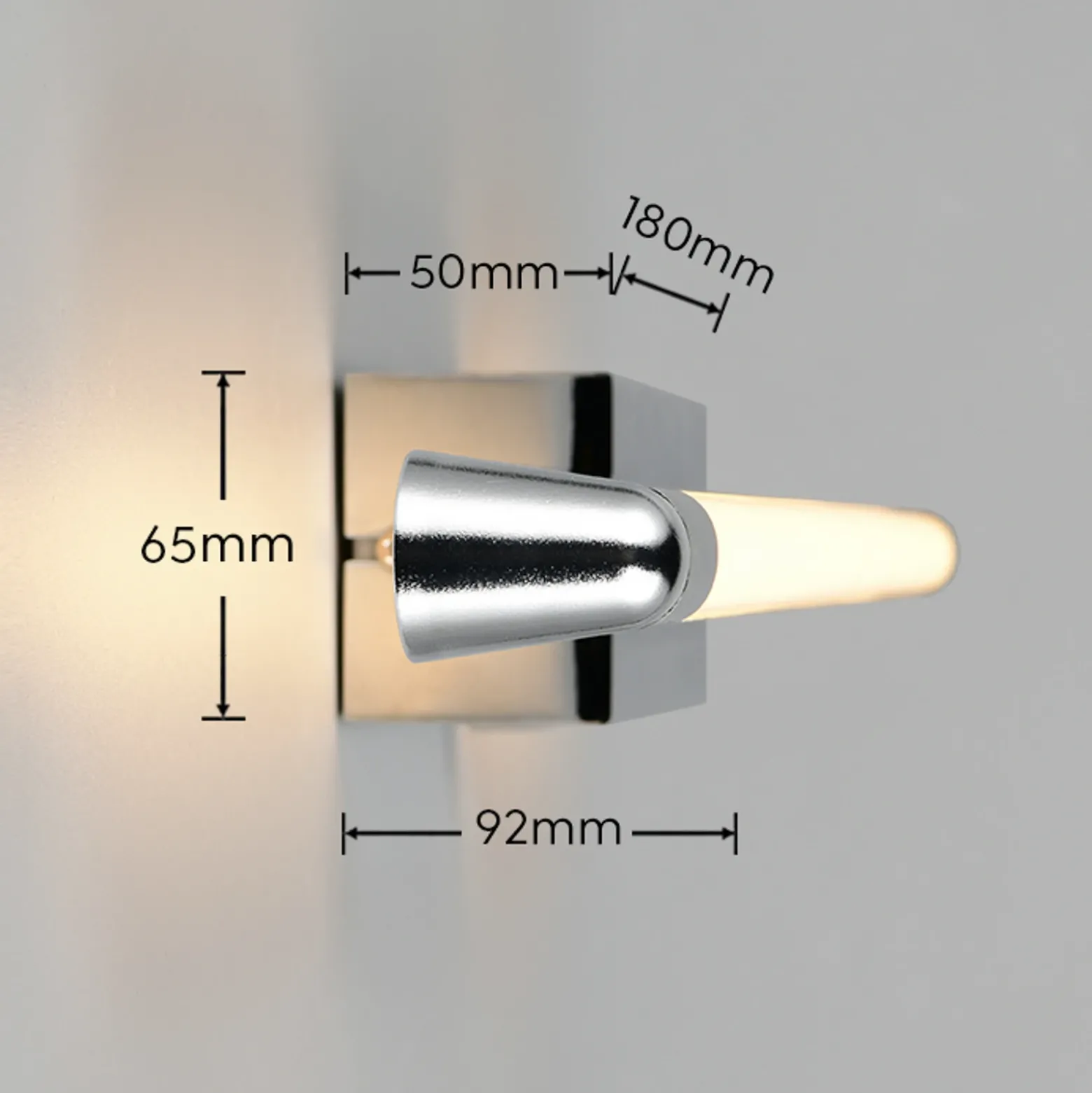 Aplique de pared LED Alberto, cromado, 71 cm de ancho, metal, IP44