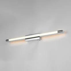 Aplique de pared LED Alberto, cromado, 71 cm de ancho, metal, IP44
