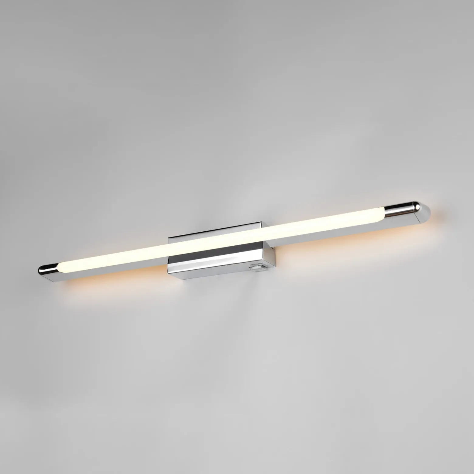 Aplique de pared LED Alberto, cromado, 71 cm de ancho, metal, IP44