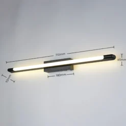 Aplique de pared LED Alberto negro, 71 cm de ancho, IP44