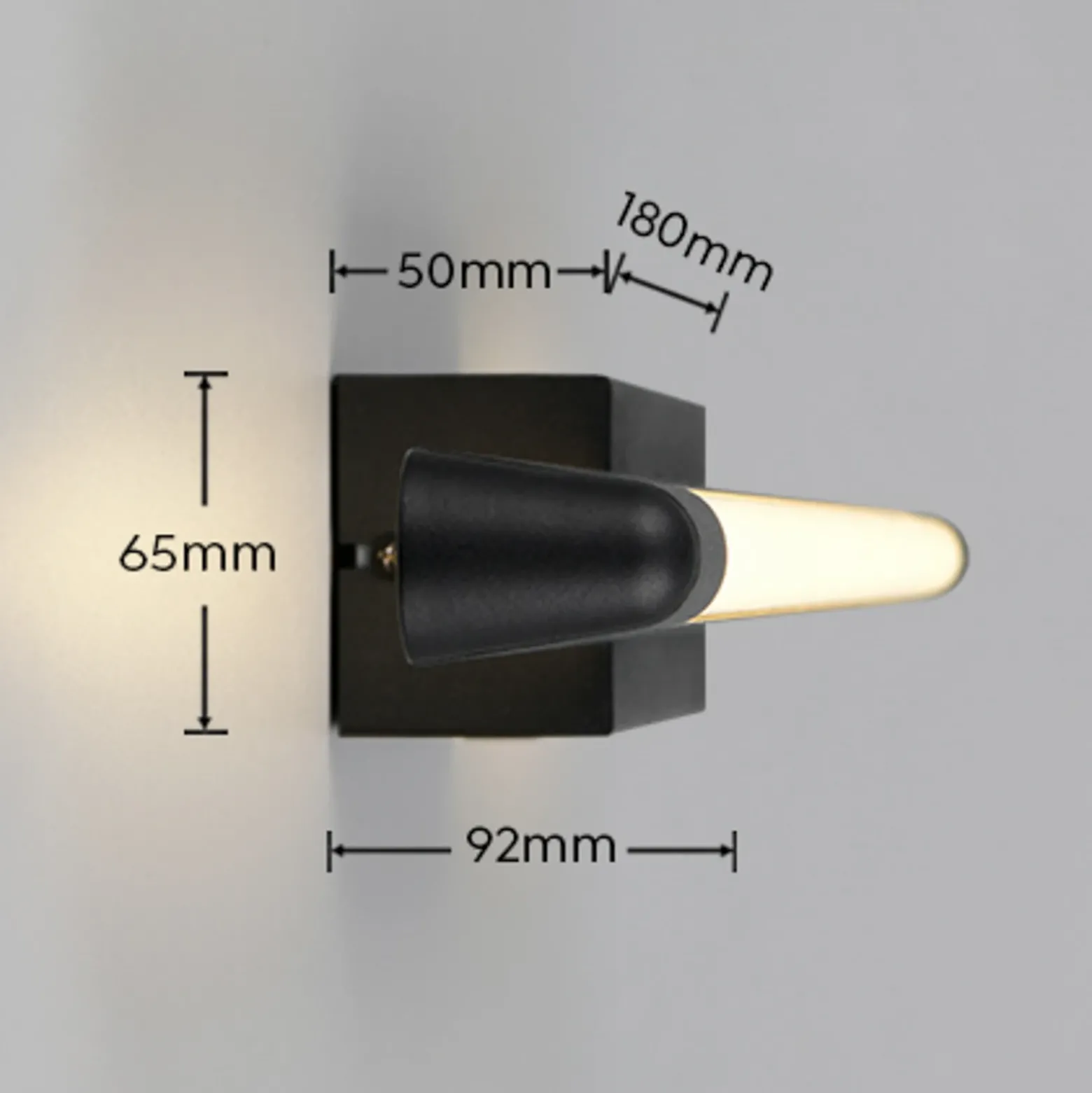 Aplique de pared LED Alberto negro, 71 cm de ancho, IP44