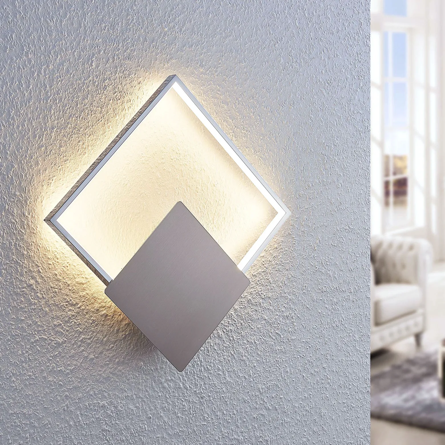 Aplique de pared LED Anays de Lindby, 32 cm x 32 cm, cromo/claro