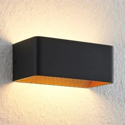 Aplique de pared LED Arcchio Karam, 20 cm, negro, metal, arriba/abajo